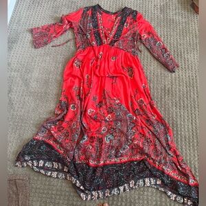 Red Floral Maxi Dress